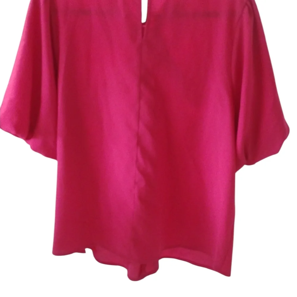 Loft Women's Pink Puff Sleeve Blouse SZ XL